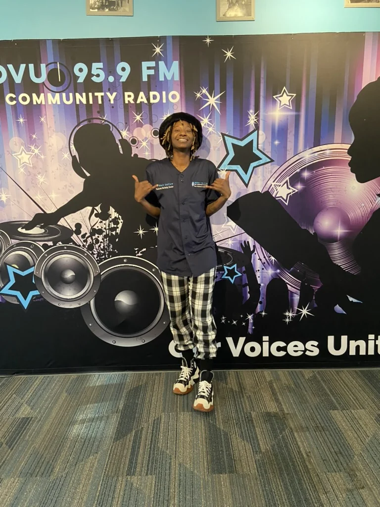 DJ Black Unicorn at WOVU 95.9 FM studio